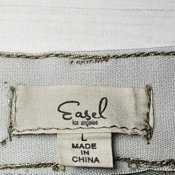 Easel Los Angeles Green Khaki Pants With Side Stripes Size Large - Picture 5 of 7